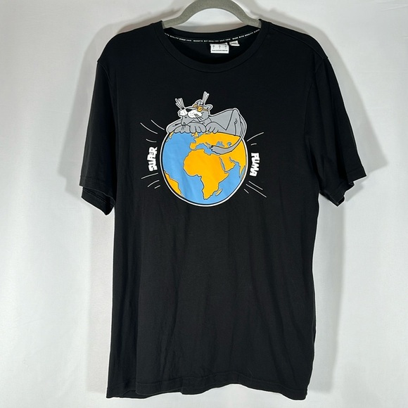 Puma Black Super Puma on Globe Rib Crew Neck T-Shirt - Picture 1 of 6